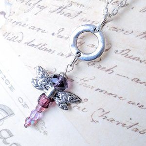 Purple Dragonfly Necklace